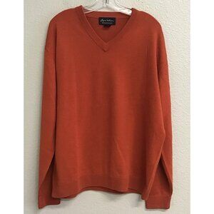 Byron Nelson Sweater Mens Size XL Silk Cashmere V-Neck Orange
